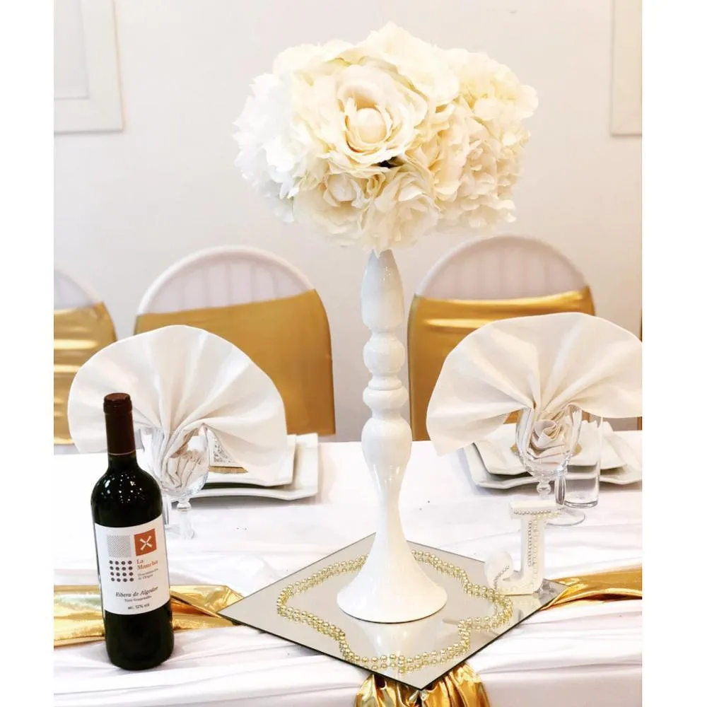 Metallljushållare blommor vasestand stick 50 cm vit hållar golvvas kandelabra bröllop tabell mittstycken 03 y200109