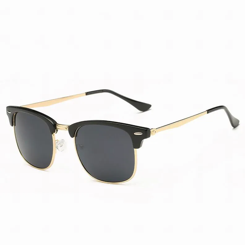 Moda meia moldura óculos de sol homens mulheres designer vintage cateye óculos de sol retro espelho tons para masculino com case2663