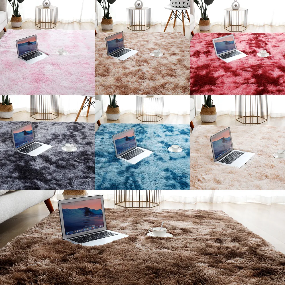 Plush Soft Carpets for Living Room Fluffy Rug Thick Carpets Anti-slip Floor Gray Soft Rugs Tie Dyeing Velvet Kids Home Mat2653
