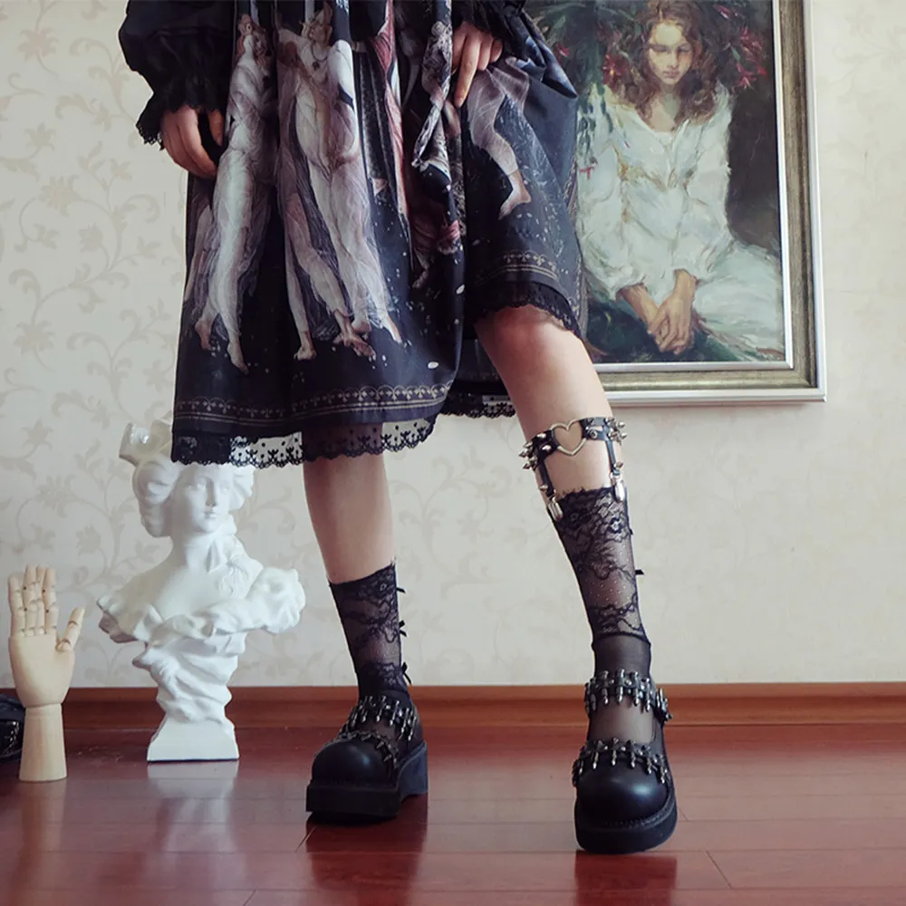Rosetic Gothic Vintage Femelle Mince Fille Noire Warhead Rivet Boucle Unique Harajuku Rétro Femmes Chaussures Y200702