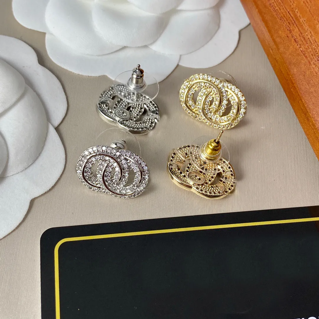 11 Stil 18K Gold plattiert 925 Silber Luxusmarken Designer Briefe BESTE BOUM GEOMETRIC FORBAUEN Women runden Kristall Strass