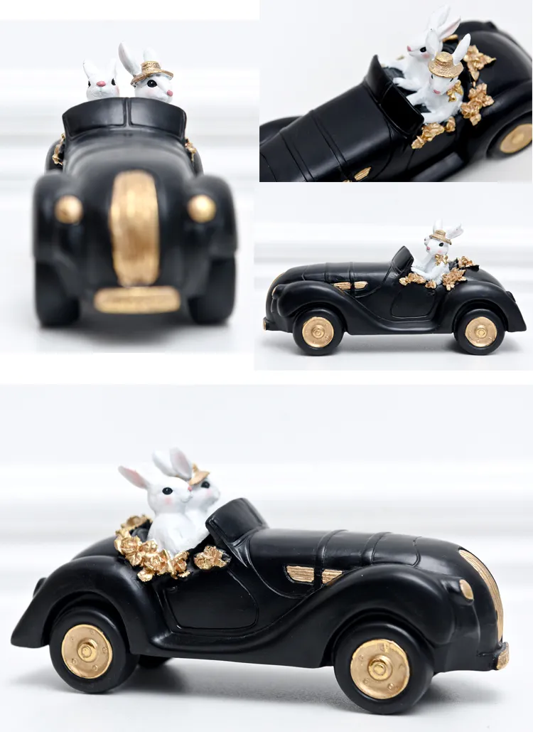 Tribunal Americana Luz rural de luxo Fatuetas de coelho artesanato Black Gold Miss Miss Rabbit Nórdico Acessórios para decoração doméstica T200331