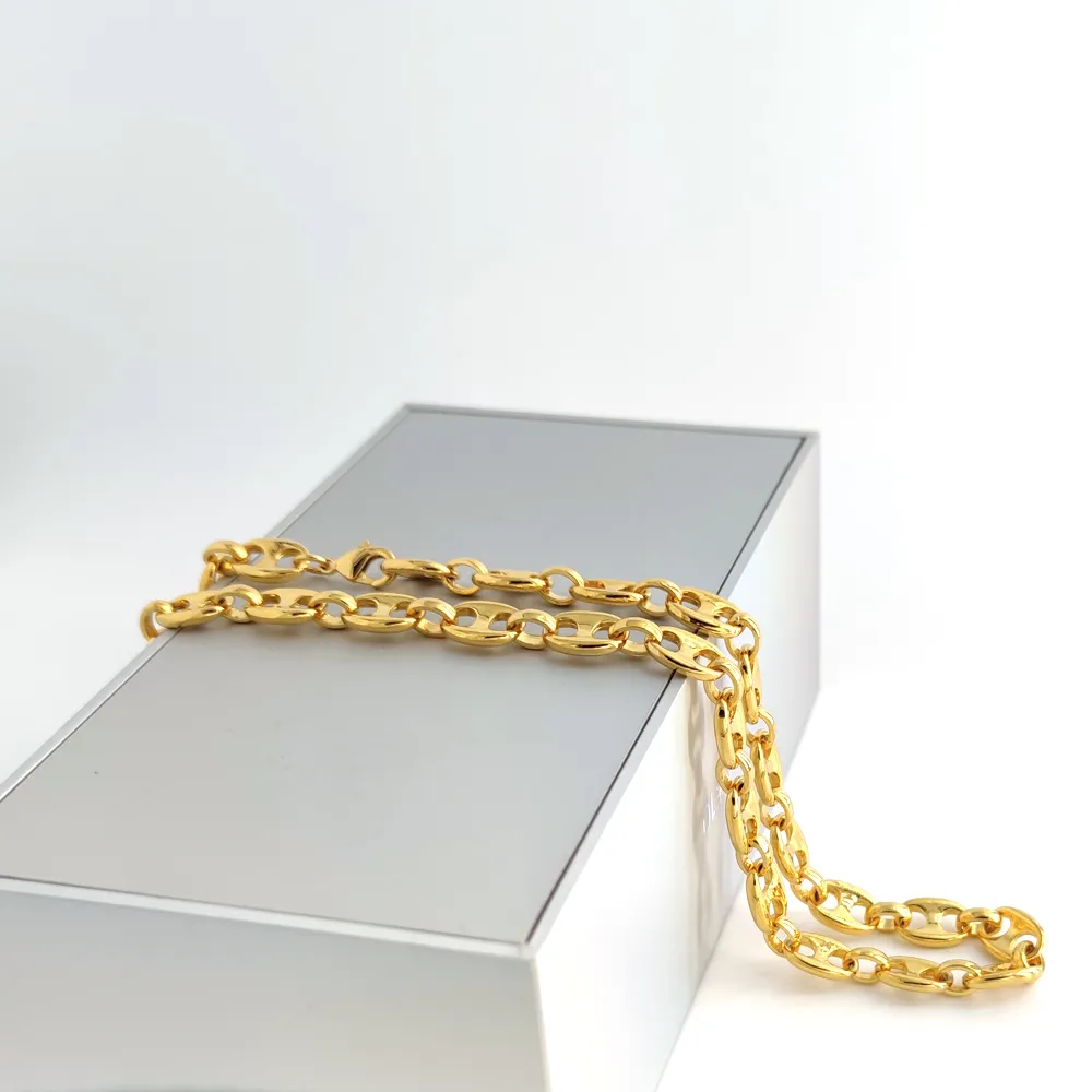 Collier et bagues en or fin jaune massif 14 carats pour hommes, chaîne à maillons de 24 à 10mm, cadeau d'anniversaire, de saint-valentin, précieux 265C