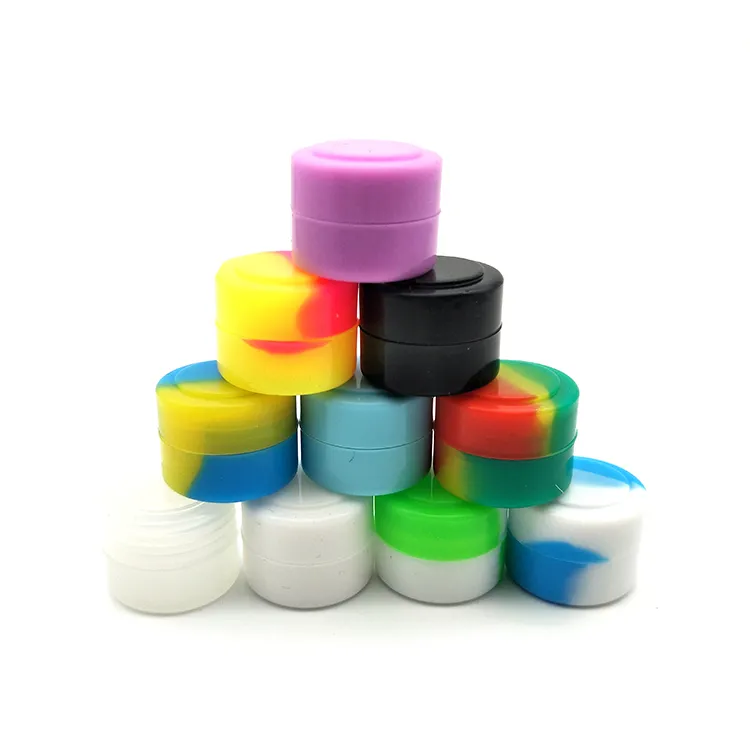2ml Rubber Cigar Case Stash Box Silicone Dabs Jar with Lid Glass smoking Wax Container wjy954