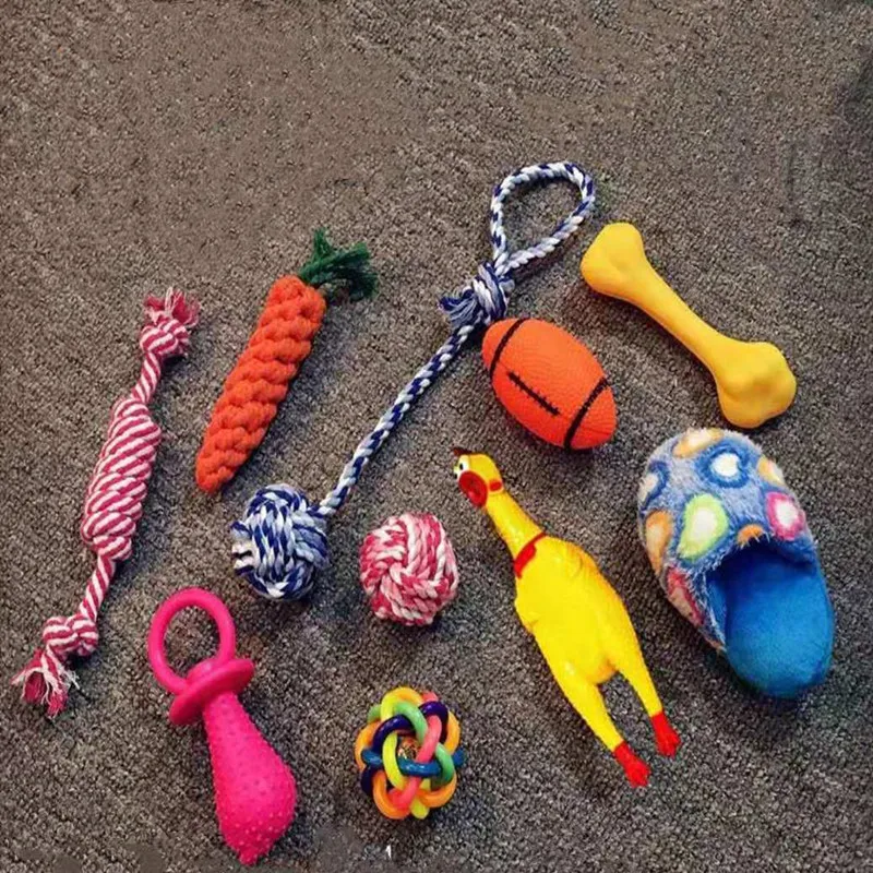 Set Est Puppy Pet Dog Toys Set Chew Rope Durable Cotton Clean Teeth för små till medelstora S Y200330