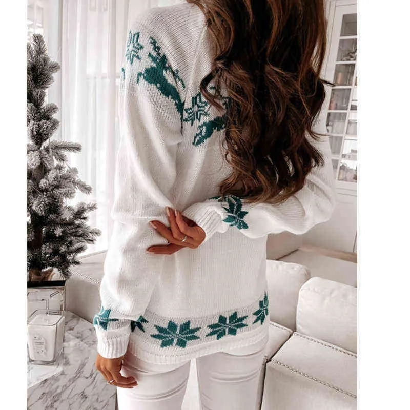 Suéter de Navidad Ugly Knitted Long Pullover Jumpers Mujeres Jerseys Mujer Invierno Pull Femme Tops Manga Sueter De Tricot Swetry 211221