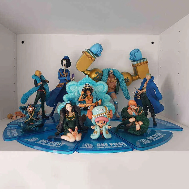 Figura de uma peça Anime 20º aniversário Ver Luffy Zoro Chopper Sanji Robin Franky Usopp Nami Brook Action Figure Brinquedo modelo de PVC AA2589146