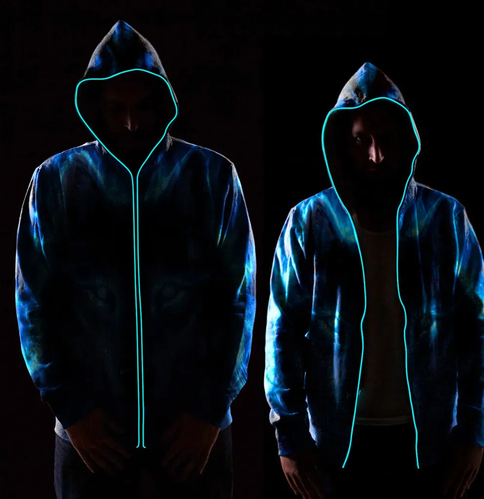 Led Glowing Hoodies Men Women Colorful Wolves Luminous Hooded Sweatshirt Street Club Women Men Couple Hoodies Sudadera Hombre C1116