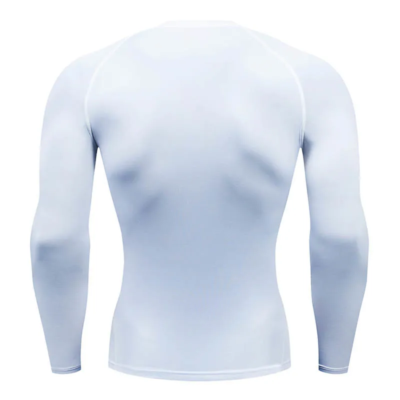 Casual Fitness T-shirt Vit Mäns Top Långärmad Kompression Tight Rash Guard Male MMA Winter Workout Varm Base Layer Jogging 1118