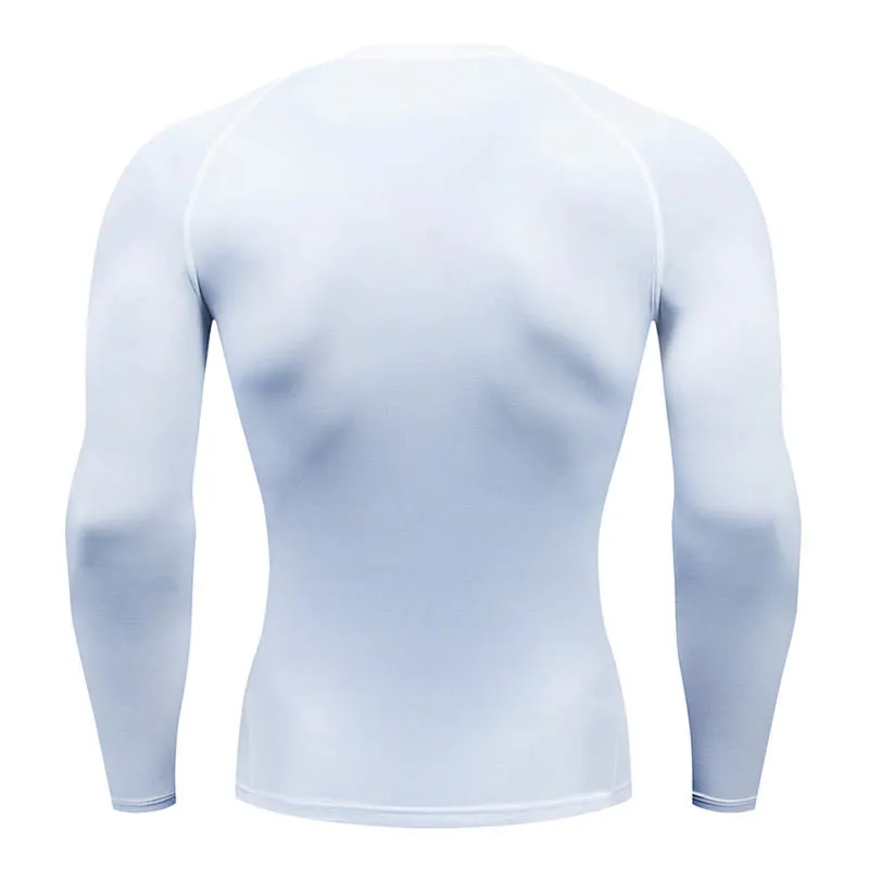 T-shirt de fitness casual T-shirt branca dos homens de manga longa compressão de manga apertada guarda macho mma mma inverno treino de base quente camada movimentando-se 1118