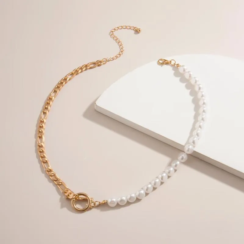 Bohemian Imitation Perle Metall Kette Choker Halskette Schmuck für Frauen Kreis Stick Taste Aussage Anhänger Necklace253m