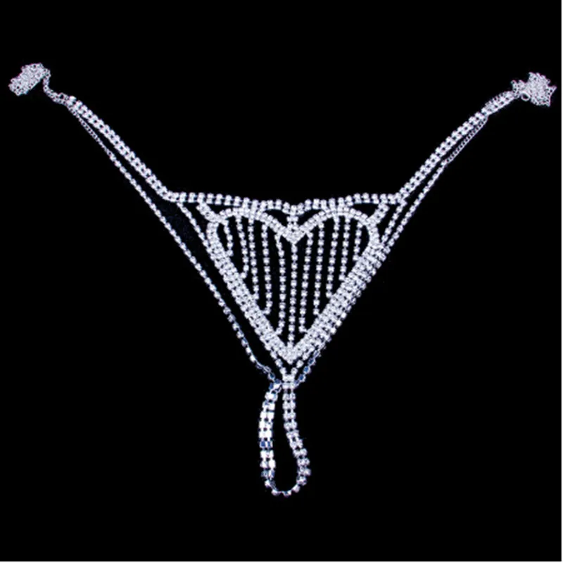 Corps chaîne collier bikini soutien-gorge chaîne haut pour femmes sexy cristal sous-vêtements string culotte transparente corps bijoux cadeau T2005085604875