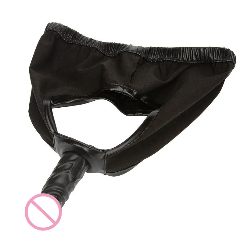 Massage culotte en cuir avec gode Anal pénis Plug Faux cuir Latex pour femme hommes Masturbation culotte de sous-vêtements ceinture de chasteté Sex Toy