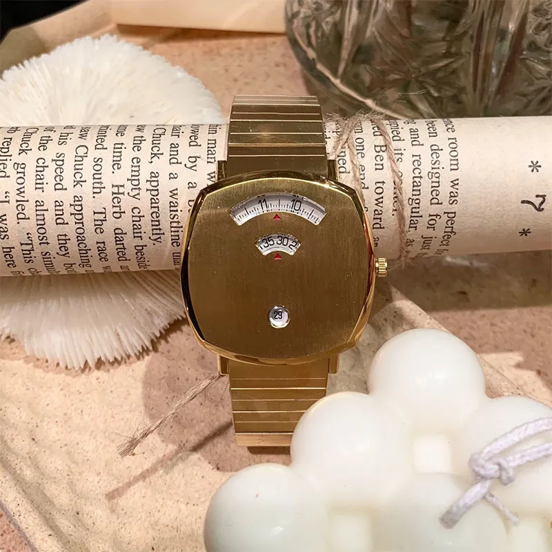 Fashion High Quality 38mm Unisex Women Mens Watch Quartz Movement Gold Wristwatches Stainless Steel Montre DE Luxe Box Watches2712