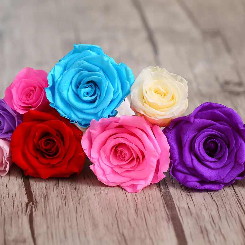 /Box Immortality Rose Head Real Flower Preserved Flowers Valentines Decoration Rose In Box Diameter 5-6cm Y0104