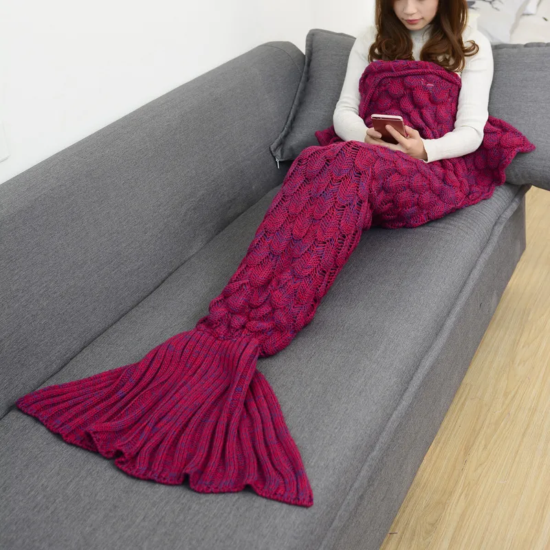 CAMMITEVER 17 Farben Meerjungfrau Decke Decken Stricken Fischschwanz Decke Sofa Abdeckung Geburtstag Geschenke für Mädchen LJ201127