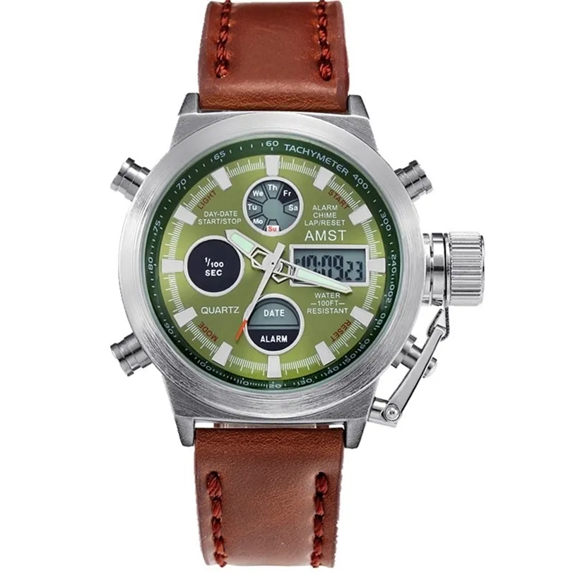 AMST Military Watches Dive 50m nylonleather rand LED Watches Män Topp Brand Luxury Quartz Watch Reloj Hombre Relogio Masculino 20221x