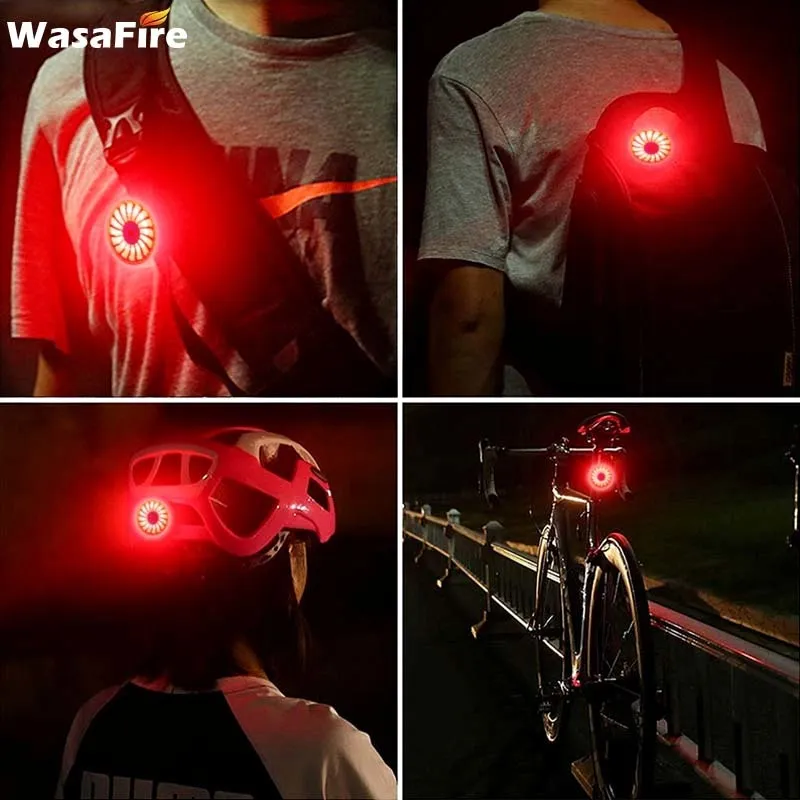 Bicycle arrière arrière arrière lumineuses intelligentes Smart Filaires USB RECHARGAGE CYCLING lampe de poche 5 Modes Sécurité AVERTIS