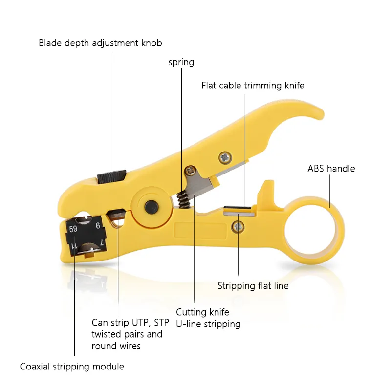 RJ45 RJ11 RJ12 CAT5 CAT5e Kit di strumenti di riparazione di rete LAN portatile Tester cavi UTP E pinza Crimpatrice Crimpatrice Morsetto PC Y200321