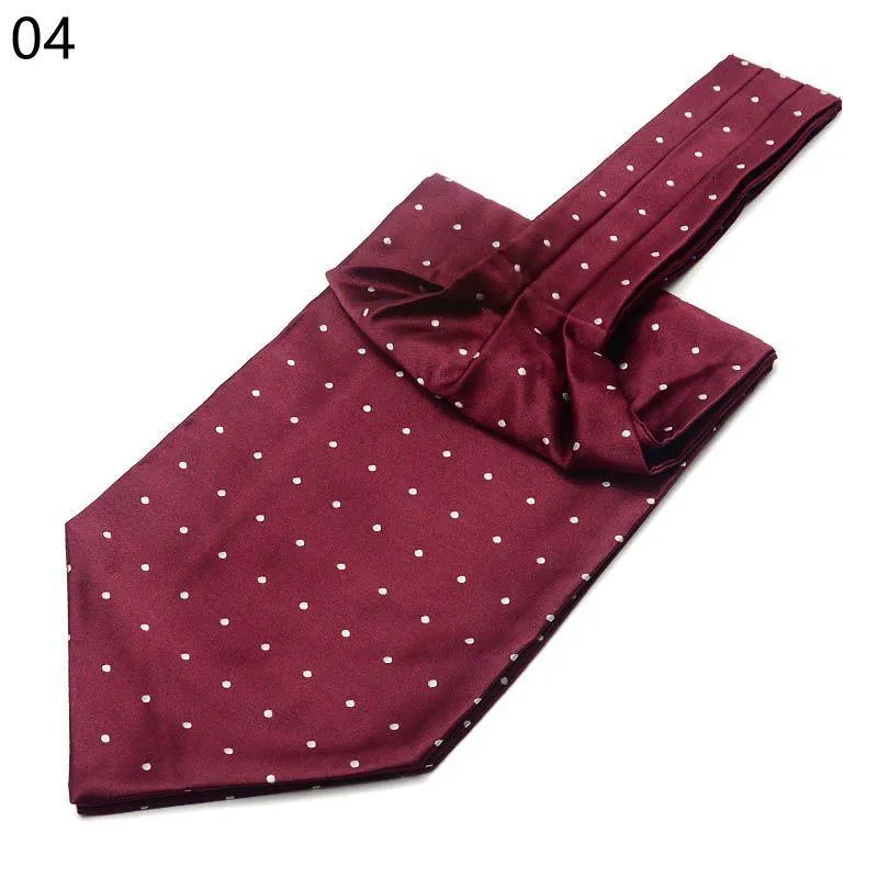 Nackband män vintage polka dot bröllop formell cravat ascot själv brittisk stil gentleman polyester silke paisley slips 241g