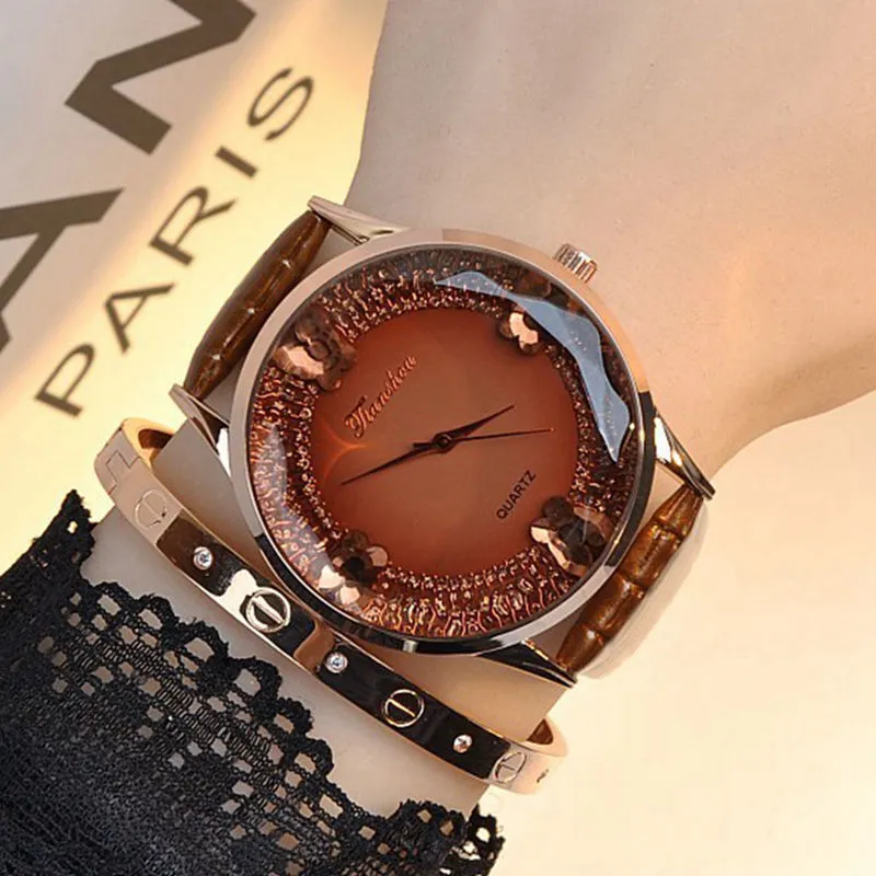 Orologio al quarzo femminile in vera pelle impermeabile colore diamante vetro ottagonale quadrante grande orologi decorazione moda giovane donna 201116