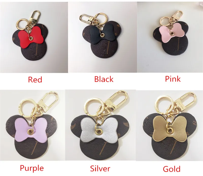 Moda Women Keychain Big Ear Keyring fofo PU Key Chain Bag Charm Boutique Chaves de carro Titular Mouse Designer Key Ring Acessórios com caixa