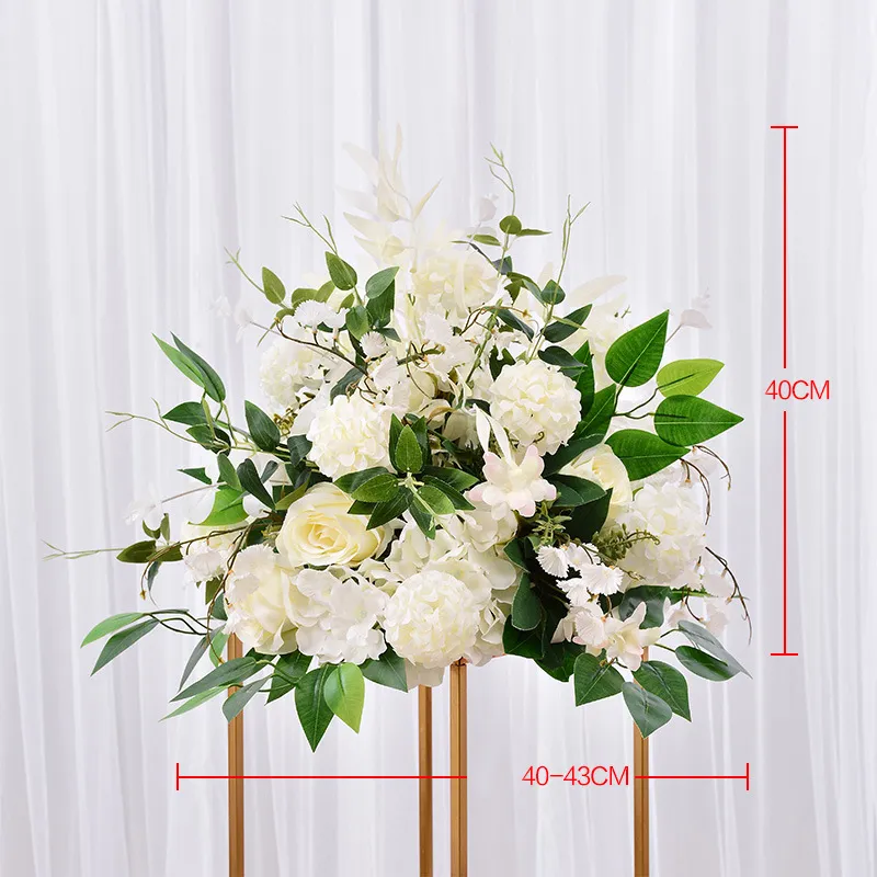 40cm feuille de paon pivoine hortensia fleur artificielle boule bouquet dedor fête de mariage toile de fond guide de table pièce maîtresse T200509