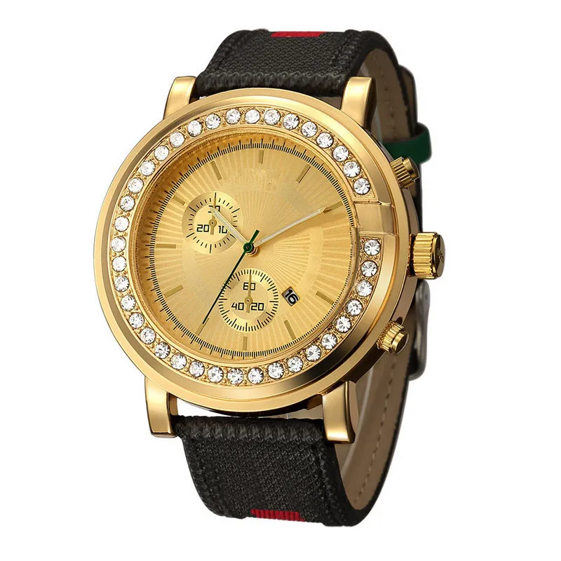 Fashion Watches Women Men Big dial style Leather strap Quartz wrist Watch 13252o