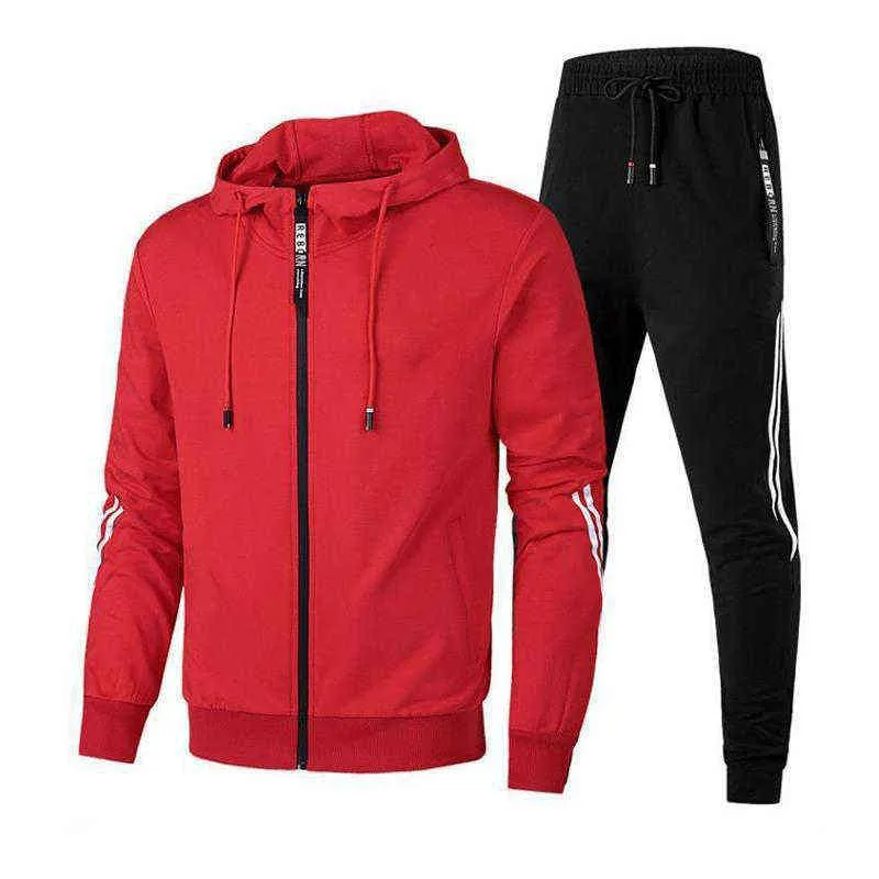 Hommes Hoodie Survêtement Costumes 2 Pièces Sweat + Sweatpant Homme Casual Jogging Sportswear Veste Surdimensionné Hommes Vêtements 211230