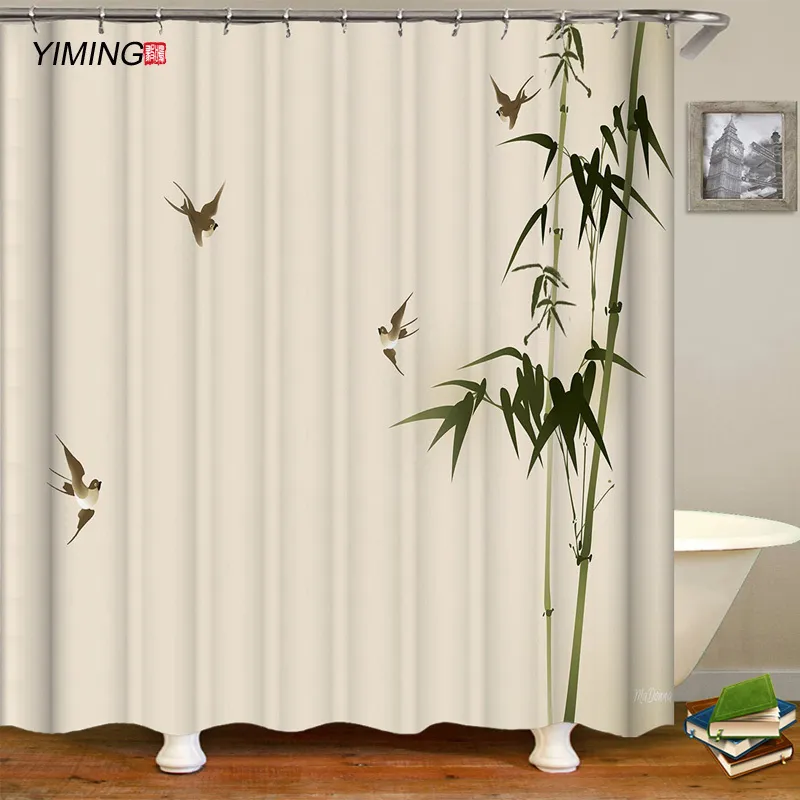 Iiming roxo flor de lavanda impressão banheiro cortina de chuveiro impermeável poliéster tecido lavável cortina 180-200cm t200711