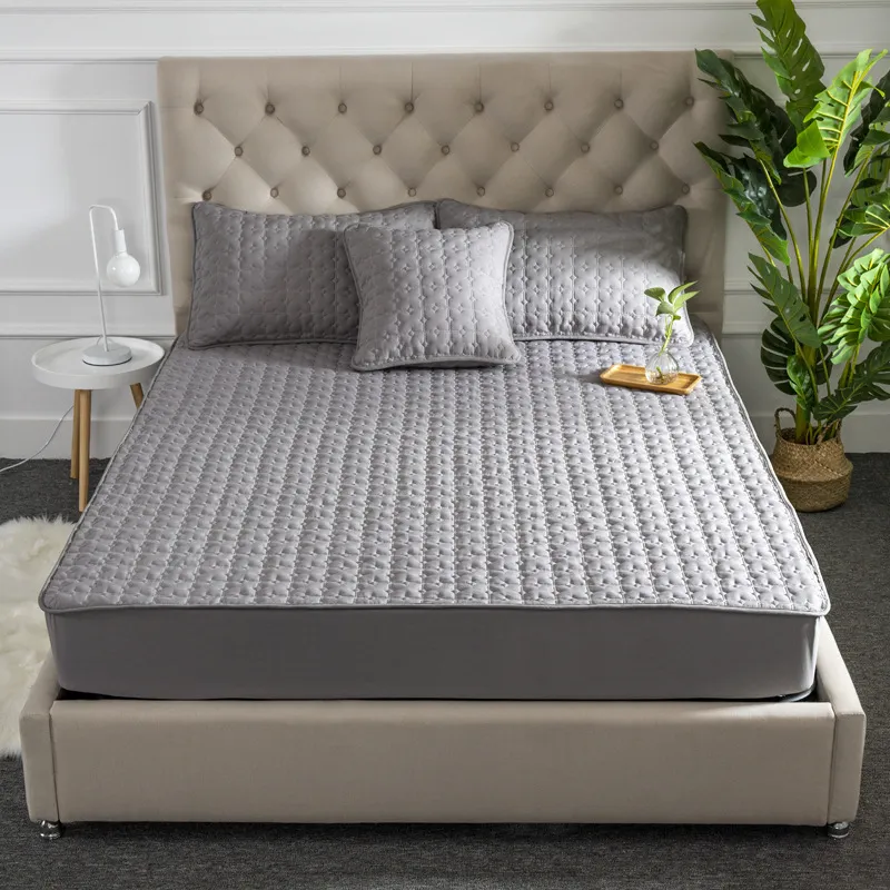 100% coton tissu matelassé protecteur épaissir king pad pour anti-acariens lit double matelas couverture 201218