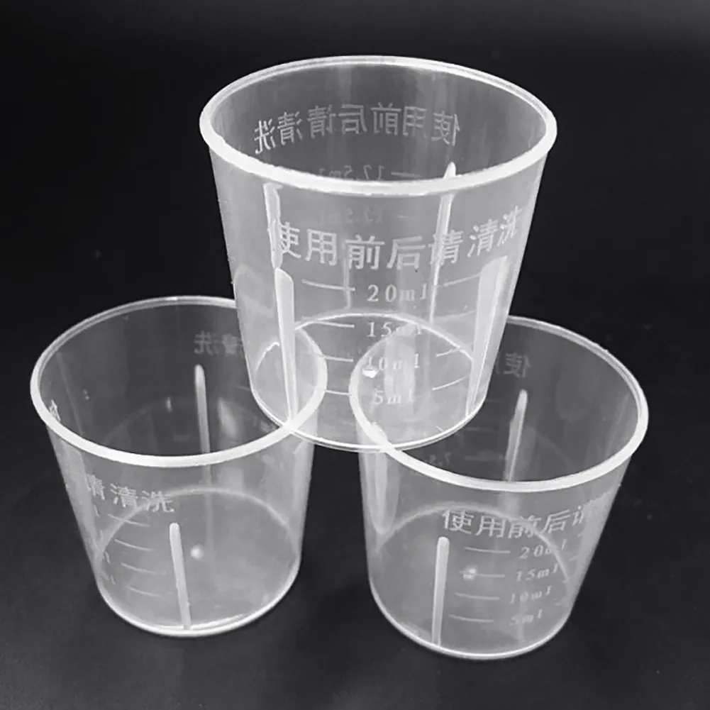 Strumenti di misurazione 10 pezzi Contenitore tazza graduato in plastica trasparente portatile da 20 ml