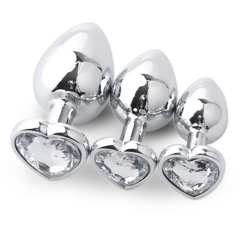 Thierry Conjunto de Crystal Metal Plug de metal em forma de coração Brinquedos sexuais de plug de bujão de aço inoxidável para anus homens homens Anal Toys 20121728276615