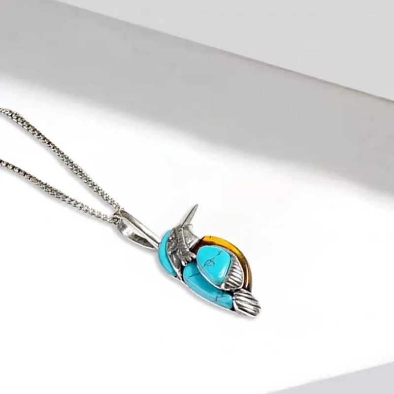 Pendant Necklaces High End Enamel Bird Necklace Vintage Turquoise Gemstone Whole Quality Jewelry Gift Accessories2961