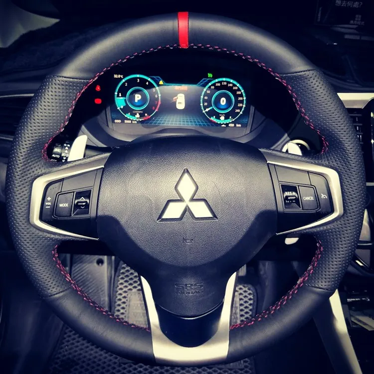 Mão de couro personalizado DIY costurar a capa do volante para Mitsubishi ASX Lancer Outlander Pajero V7 antiderrapante confortável