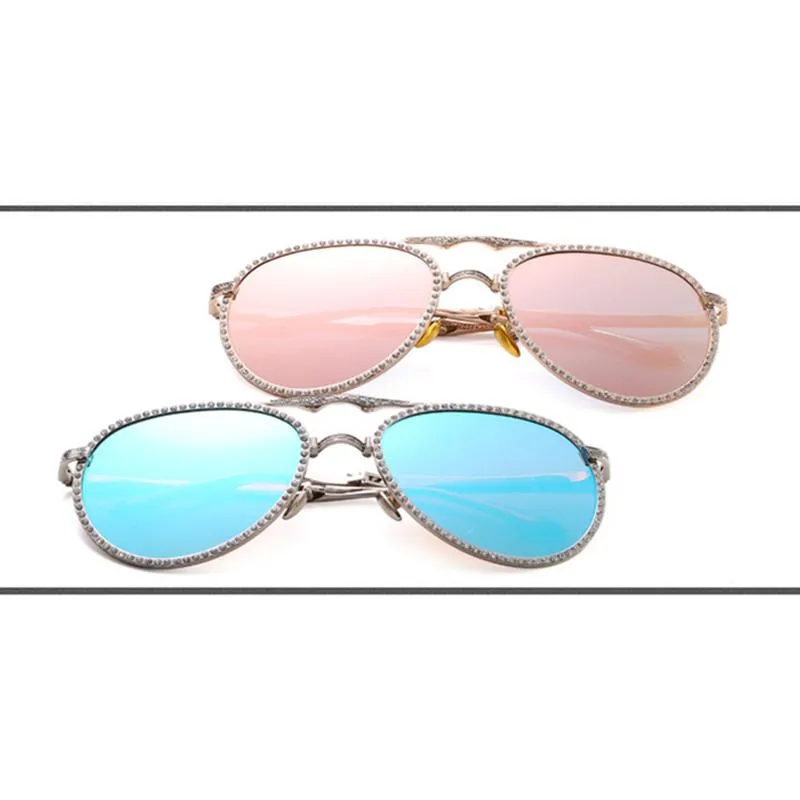 Moda kadın katlanmış pilot güneş gözlüğü bayanlar gündelik seyahat gölge güneş gözlükleri Dianmond tasarım sürüş gözlükleri 6 renkli UV400 L3189y