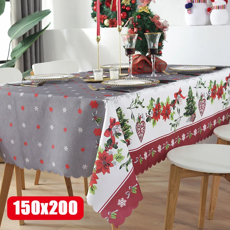 Rectangle de Noël imperméable à l'eau lavable nappe anti-déversement tissu décoratif résistant aux taches pour salle à manger meilleur LJ201216