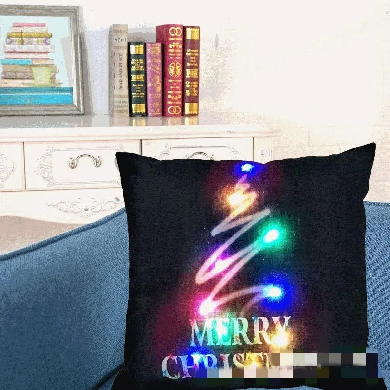 Poduszka LED Cover Luminous Linen Pillow Covers Light Poduszka Okładka na napęd świąteczny poduszka