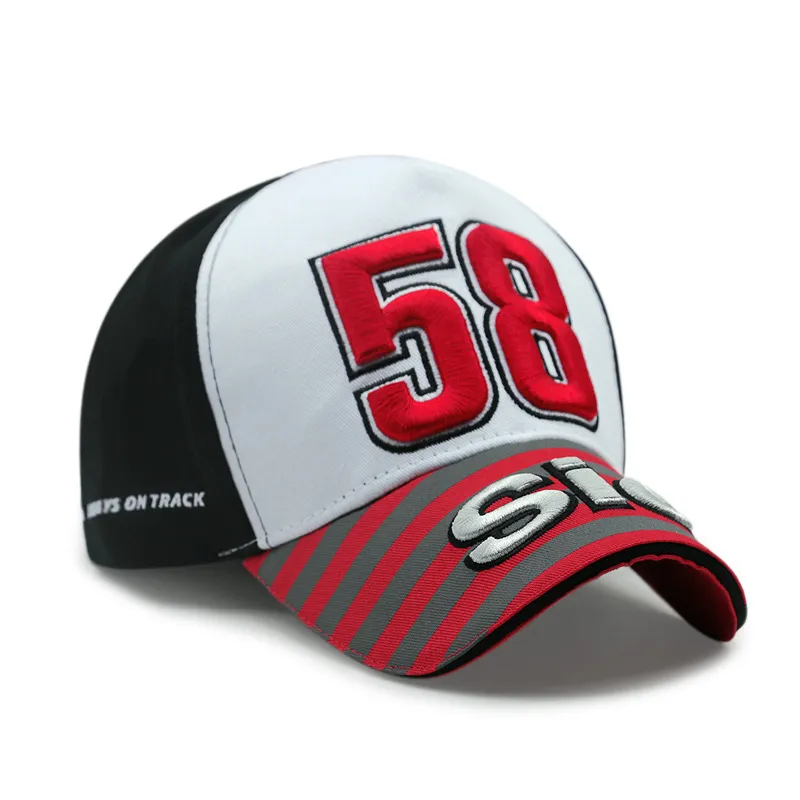 Italienisches Memento Moto GP Motorfiets Racer 58 Simoncelli San Carlo Baseballkappe Hiphop für Männer Freizeit Gorras Snapback Hats187U