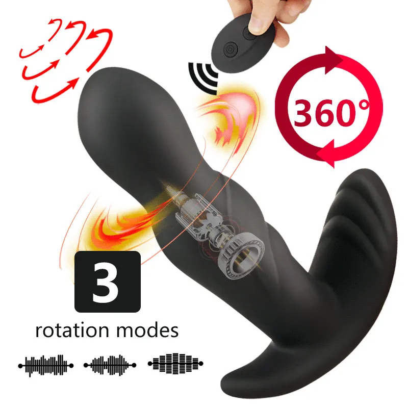 Massageador de próstata 360 graus girating anal vibrador dildos mulher empurrando masturbador masturbador plug sexy brinquedo para homens adulto 18