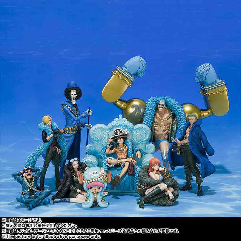 ワンピースフィギュアアニメ20周年記念Ver Luffy Zoro Chopper Sanji Robin Franky Usopp Nami BrookアクションフィギュアPVCモデルToy AA5635335