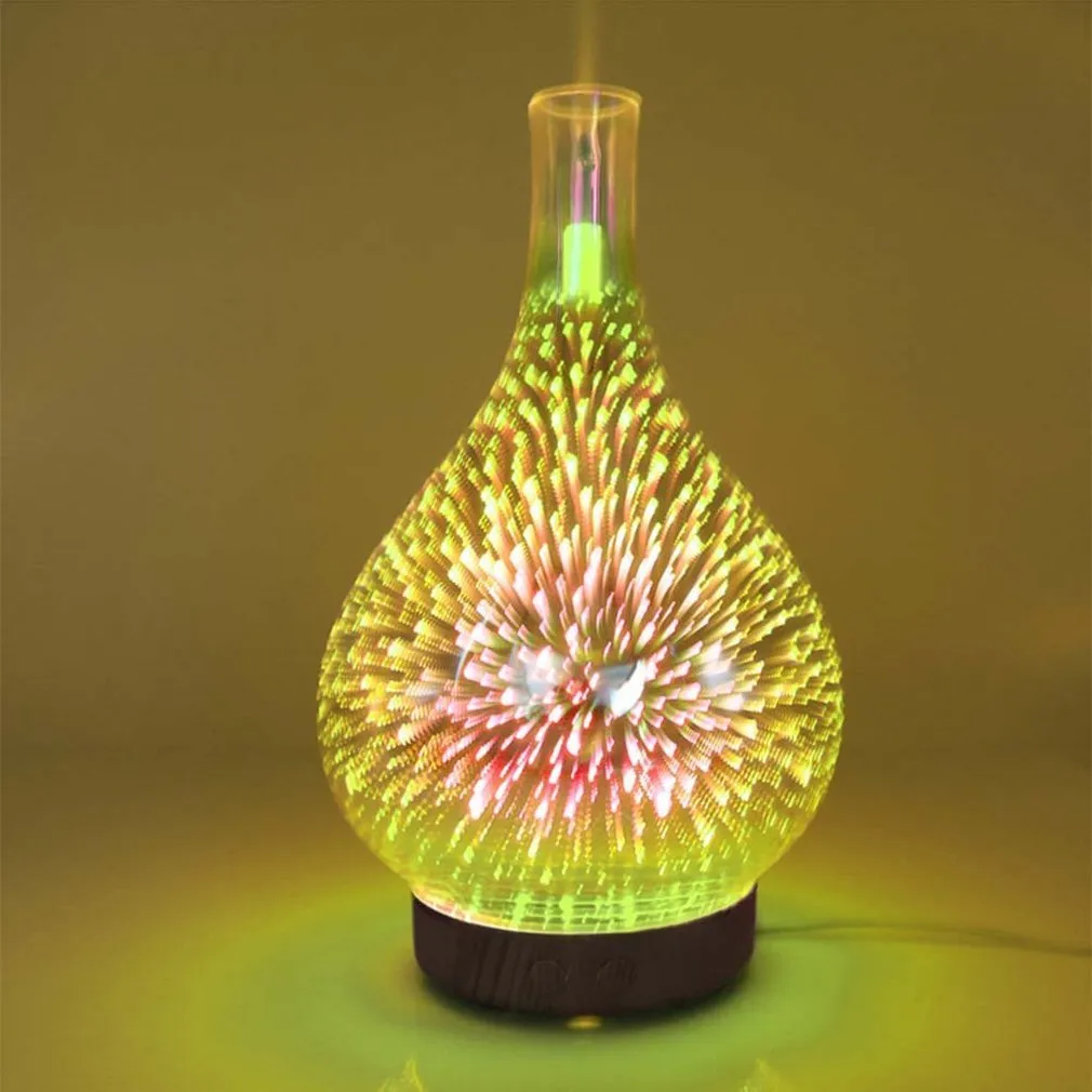 3D001 Mini LED Air Purifier 1000ML Ultra Humidifier Fireworks Design Colorful Light Essential Oil Y200416