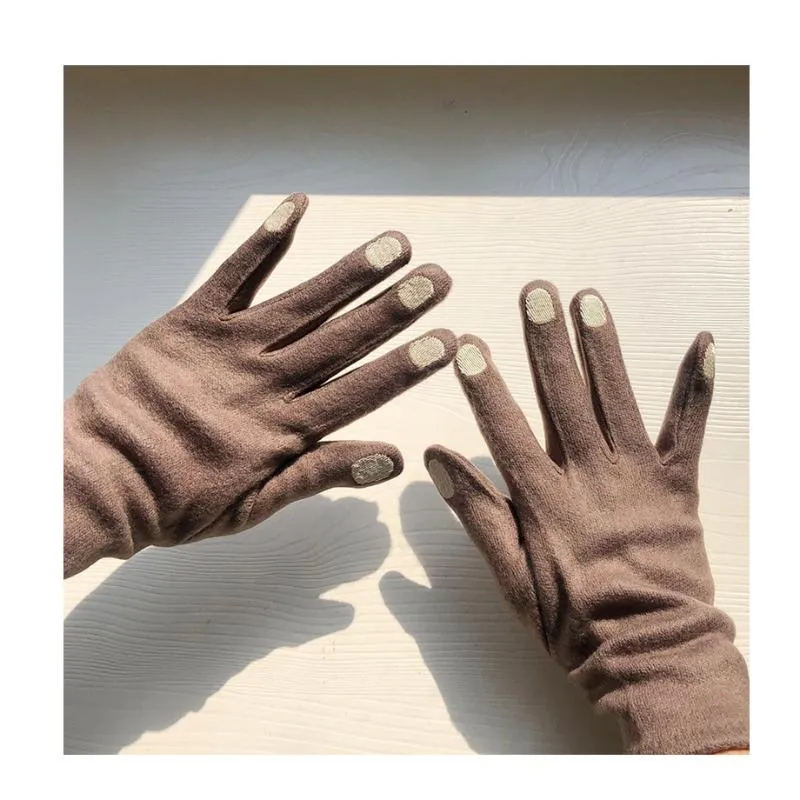 Fünf Finger Handschuhe Chic Nagellack Kaschmir Kreative Frauen Wolle Samt Dicke Touchscreen Frau Winter Warm Driving234A