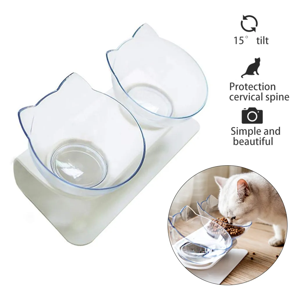 Cat Dog Food Bowl Nonslip Angle Adjustment Pet Dish Rich interaction Sterile Tableware Feeding Watering Supplies Y200917