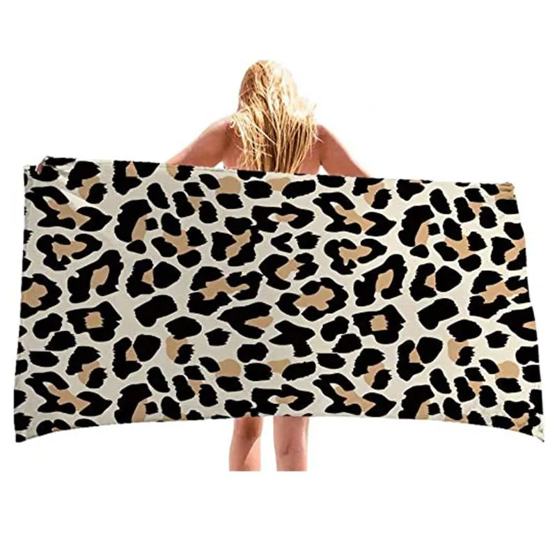 Hugsidia luxo leopardo impressão banho toalha de praia 3d chita design de pele spa esporte ginásio cobertor secagem rápida toalha de banho Bathroom273u