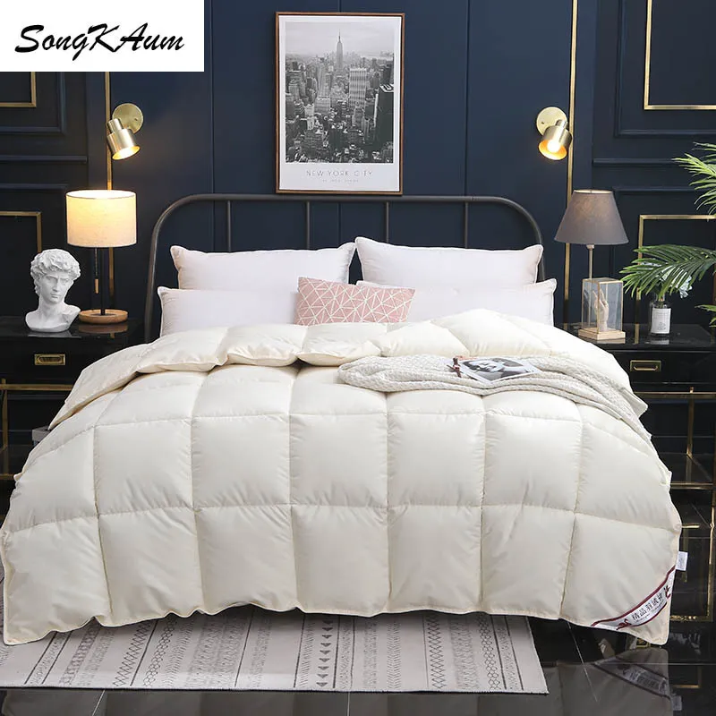 SongKAum Одеяла из 95 % белого гусиного пуха и утки. Высококачественные удобные домашние одеяла из 100 % хлопка. Чехол King Queen, полный размер LJ201323n
