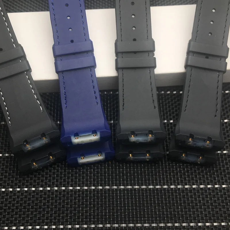 أعلى جودة 28 ملليمتر جلد طبيعي أسود أزرق watchband سيليكون حزام استبدال سوار مناسبة لتناسب فرانك مولر حزام