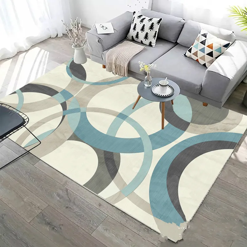 Living Room Carpet Bedroom rugs Bedside Blanket Nordic Minimalist Geometry Crystal Velvet Printed Mat Decoration Rug carpets