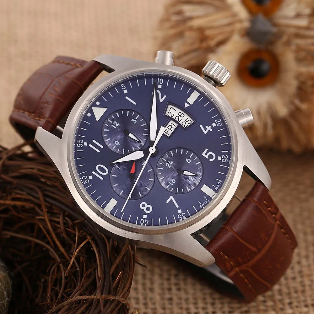 Men's watch automatic mechanical watches waterproof 6-pin high-grade leather182a