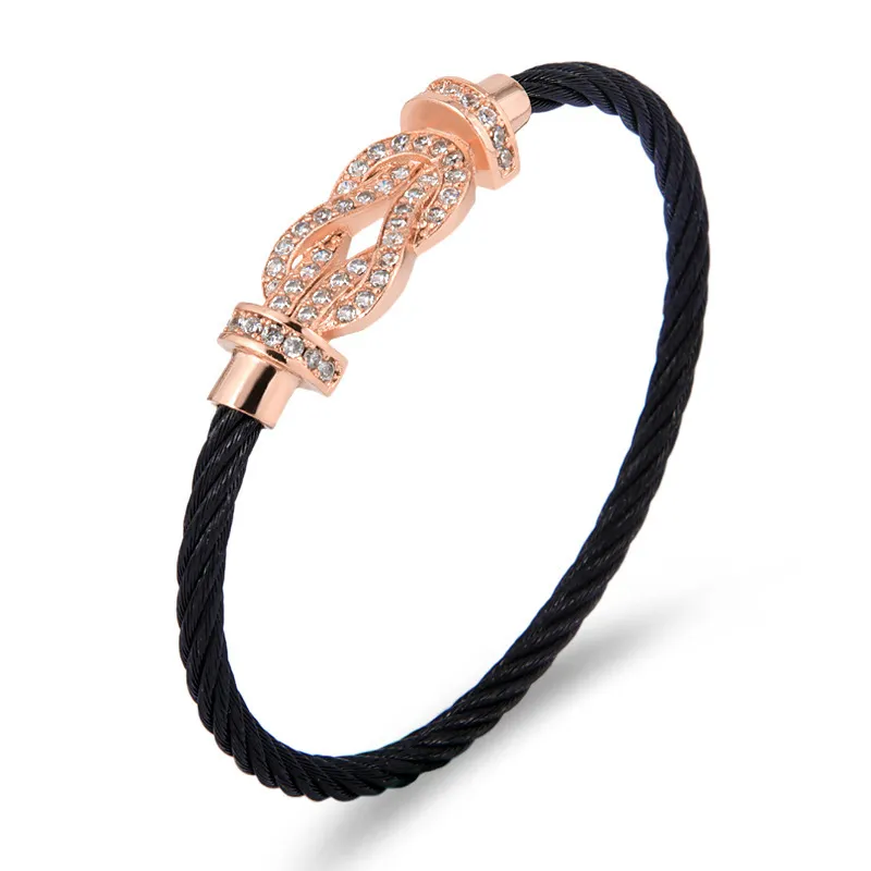 Stainless Steel Bracelet Cord Screw Cuff Bracelets Buckle Cable Twist Bracelets Bangles Hooves Wristband Bijoux Jewelry Y12182317775